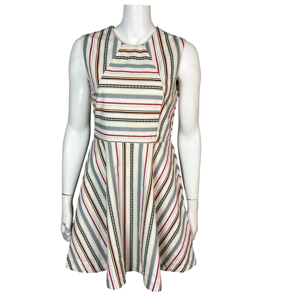 Kate Spade Saturday Dress Size 4 Mod Skater Striped Striped Cotton Fit Flare